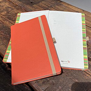 Two orange notebooks.