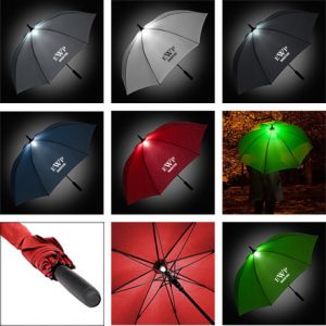 umbrellas with LED lights in various colors