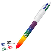 Pen with rainbow ink. 