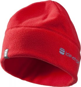 Red branded beanie