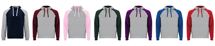 Row of coloured hoodies.