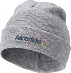 Branded gray beanie